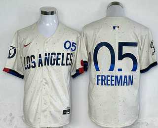 Mens Brooklyn Dodgers #5 Freddie Freeman Cream 2024 City Connect Limited Stitched Baseball Jersey